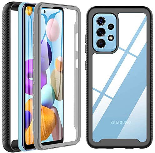 Für Samsung Galaxy A52s/A52 Hülle, A52s 5G/A52 5G Hülle 360 Grad Case Stoßfest Schutzhülle Rundumschutz mit Displayschutz und Silikon TPU Kratzfest Bumper Handyhülle für Samsung A52/A52s 5G Schwarz