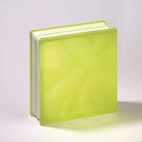 Bloc de verre Lux Glass jaune ondulé satiné 2 faces | cm 19 x 19 x 8 | Unité de vente 1 boîte de 6 pièces