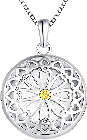 YL Collier Médaillon Photo en Argent 925 Personnalisé Porte Image Pendentif Bijoux Femme