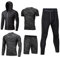 HZQIFEI Herren 5 Stücke Sport Anzug Fitness Anzug Schnelltrocknend Strumpfhosen Laufanzüge Kompression Shirt Gym Training Lauf Trainingsanzüge (Stil#3, L)