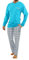 sesto senso Pigiama Uomo Cotone Lungo 100% Cotone Biancheria Invernale da Notte Pigiami Due Pezzi Lingerie Maniche Lunghe Pantaloni Lunghi L Turkus 2379-27 Turchese