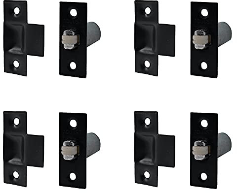 Adjustable Roller Catch Spring Loaded Latch Lock for Internal Doors | Black Plated | Pack of 4