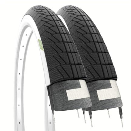 ECOVELO Unisex Kinder 2 Reifen 16 x 1,75 (47-305) für Kinderfahrräder Straßenreifen aus Gummi für Fahrrad, Weiss SCHWARZ, 16