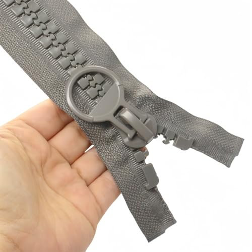 YaHoGa 60 cm #20 chiusura lampo divisibile, colore grigio, con cerniera lampo per cappotti e tende (grigio)