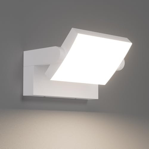 Klighten 24W Außenlampe Aussenleuchte Wand, Wasserdicht IP65 Wandleuchte Außen Innen Wandlampe mit Schwenkbar LED Panel Aussenlampe für Garten Terrasse, Weiß, 1500 Lumen, Natürliches Weiß 4000K