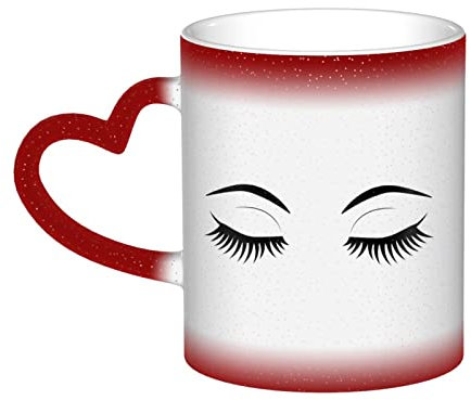 BONDIJ Wimpern-Farbwechsel-Keramik-Tasse, magische Teetasse, empfindliche Tasse für Damen und Herren, Geschenk