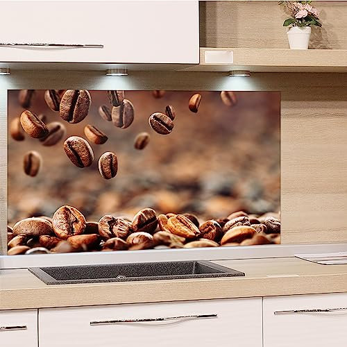 GRAZDesign Spritzschutz Küchenrückwand Glas Küche für Herd & Küchenspüle, Kaffee Bohnen braun - Glasplatte für Rückwand Küchenwand Wandschutz | 60x40cm