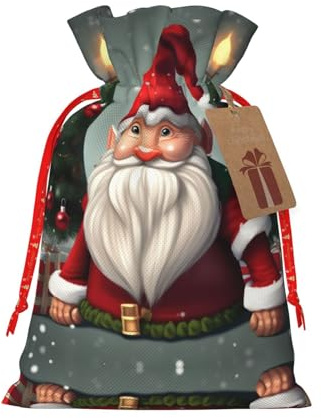 BrUgui Festliche Geschenktüten Set - Wiederverwendbare Verpackung für Weihnachten, Geburtstag und Party - Dekorative Geschenkbeutel Weihnachten Traditioneller Wichtel