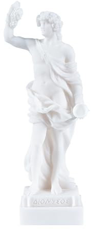 Dionysos Statue Bacchus griechischer Gott des Weins Traubenernte Alabaster Skulptur 16 cm