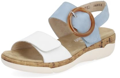 Remonte Damen Riemchensandalen R6853, Frauen Sandalen,lose Einlage,Sandaletten,Sommersandalen,flach,Sommerschuhe,Freizeitschuhe,blau Kombi (10),41 EU