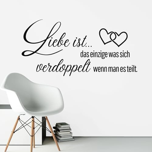 Klebekönig Wandtattoo - Liebe ist - schöne Zitat Spruch Wandaufkleber Sprüche Wandsticker für Schlafzimmer Wanddeko Wohnzimmer Flur Esszimmer in vielen Farben