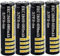 Batterie Rechargeable 3.7 Li-ION 4000Mah Batterie Bouton Grande Capacité Piles Supérieures pour Lampe De Poche LED, Lampe Frontale, Cloches,4 Pièces