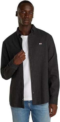 Tommy Jeans Chemise Homme Grindle Flannel Shirt Loisirs, Noir (Black), XXL