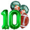 XL American Football Set + Zahlenballon 10 Grün Rugby Ball Sport 10 Party Motto Folienballons Deko Dekoration Super Bowl, 10 Geburtstag GOAT Ballon Feier 10 Birthday deco neu (Set + Zahl 10)