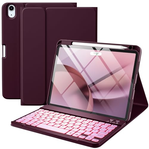 Harvopu - Custodia compatibile con iPad Air da 11 pollici/Air di quinta generazione con tastiera, custodia a libro con supporto per penna per iPad Air da 11 pollici M3/M2 (2025/2024), Air 5/Air 4