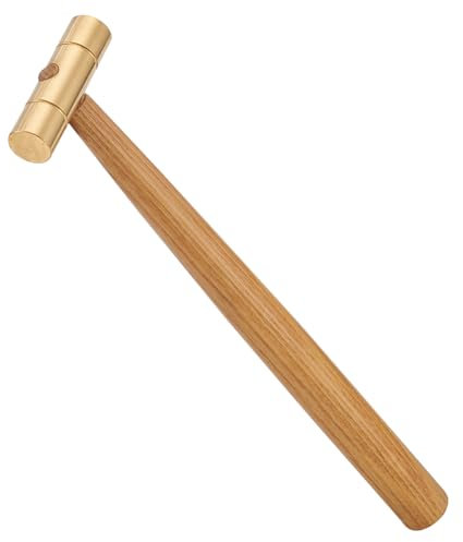 BENECREAT Martello con Testa In Ottone, Martelli per Creazione di Gioielli con Martello Lungo 22 cm con Manico In Legno Duro per La Creazione di Gioielli