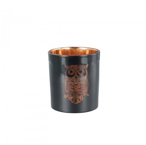 Litinliv Portacandela in Vetro Gufo, Porta Candele Vetro, Portacandele Rotondo, Portacandele Profumato, Portacandele In Vetro per Tealight per Decorazioni Casa Feste e Decorazioni da Tavolo