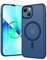 Iokmax Magnetic for iPhone 13 Case/iPhone 14 Case [MagSafe Compatible] with 2X Screen Protector, Military-Grade Slim Shockproof Phone Case Translucent Matte Cover- 6.1inch, Blue