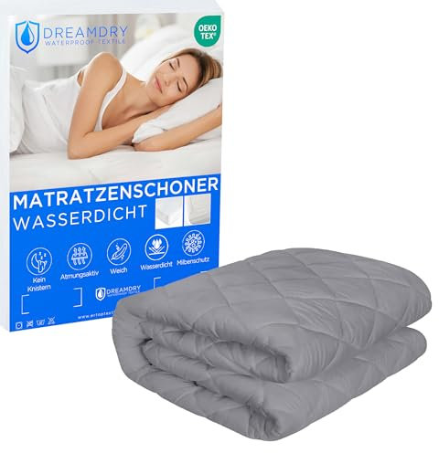 Dreamdry wasserdichter Matratzenschoner/Gesteppte Matratzenauflage 160x200 - Inkontinenzunterlage waschbar, Matratzenschoner 160x200 wasserdicht, Nässeschutz