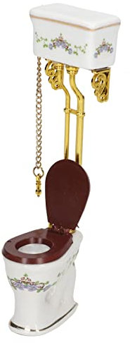 Toilettes Miniatures pour Maison de Poupée, Style Vintage, Décoration Portable en Céramique et en Métal pour Accessoires de Photographie, Jouet à L'échelle 1/12 pour Les Amateurs