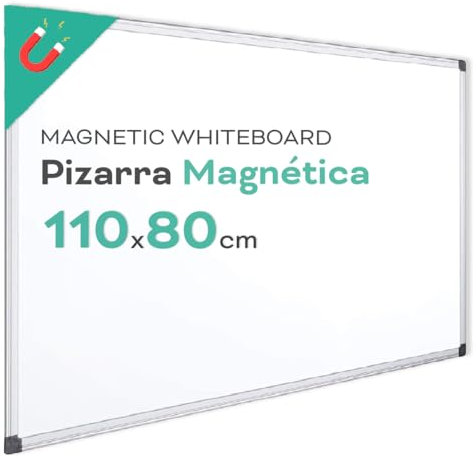 Whiteboard, Magnettafel mit Aluminiumrahmen, glatte Oberfläche, leicht zu löschen, Tafel für Notizen, Zeichnen, Lehren oder Organisieren, Werkzeug für Büro und Schule - Gastronomie (110 x 80 cm)
