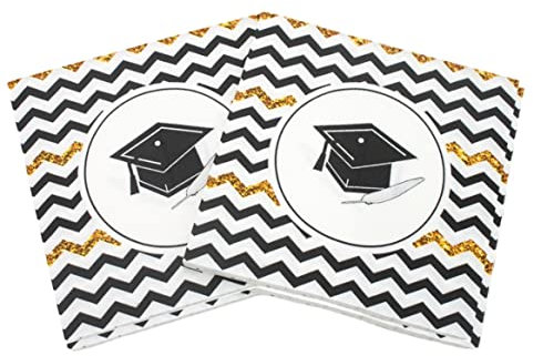 Dorccsi 100 Stück Abschlussservietten Mit Doktorhut, Bedruckte Servietten, Kosmetiktücher, Partythema, Dekoration, Papier, Einwegservietten Für Gratulationen