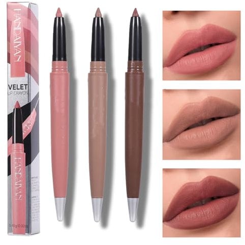 SHEBEEDO Lip Liner 3pcs Set Matte Nude Pink Brown Lipliner Pencil Highly Pigmented, Smooth And Smudge-Proof Formula, Contour Your Lips For Women And Girls
