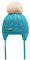 ZLYC Kinder Mädchen Strickmützen Wintermützen Baumwolle Pom Pom Beanie(Einfarbig Teal Blau),Einheitsgröße