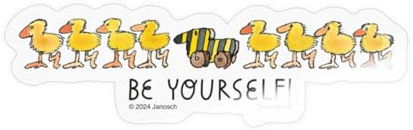 Spreadshirt Janosch Tigerente Be Yourself Spruch Sticker, max. 10 x 10 cm, 10 x 10 cm, Transparent glänzend