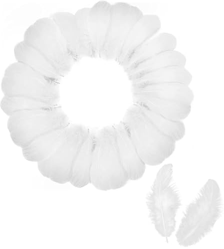 150 Pcs White Feathers for Crafting, 5-8cm Small White Feathers | Natural Goose Feathers for DIY Dream Catcher, Vase, Mask, Wedding, Party
