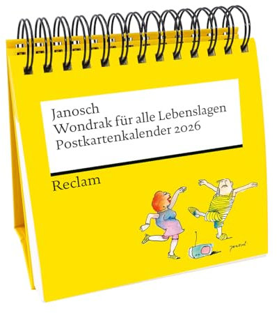 Wondrak für alle Lebenslagen. Postkartenkalender 2026: Mit Zitaten und Illustrationen von Janosch – Ausgezeichnet mit dem Kalenderpreis des Deutschen ... 53 perforierten Postkarten zum Heraustrennen