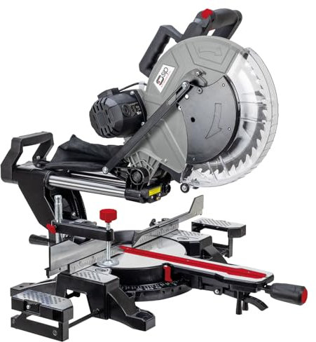SIP 12 Sliding Compound Mitre Saw with Laser, Double Bevel Circular Saw 230V 1.8kW Motor, 3800 RPM