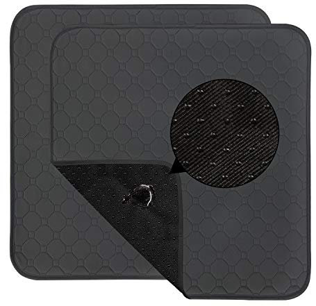 MYFUTUNITY Wiederverwendbare Stuhlpolster bei Inkontinenz, 2er-Pack 51 x 56 cm waschbare wasserdichte Unterlagen. saugfähige Bettpolster, Rutschfester Rollstuhlsitzbezug, Liegestuhlschutz (Schwarz)