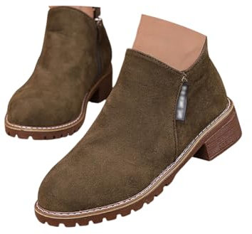 ticticlily Stivali Estivi Donna Con Cerniera Primaverili Invernali Eleganti Stivaletti Morbidi Tacco Basso Ankle Chelsea Boots Cowboy Bassi B Verde 37 EU