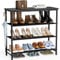 HOMIDEC Schuhregal,4-Ebenen Schuhablage mit Holzbrett als oberstes Regal,Schuhaufbewahrung für 12-16 Paar Schuhe und Stiefel,Ablagen aus Vliesstoff schuhregal platzsparend geeignet(Schwarz)