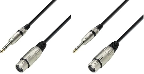 Adam Hall Cables 3 STAR BFV 0100 - Cable de Micro de XLR hembra a Jack 6,3 mm estéreo 1 m (Paquete de 2)
