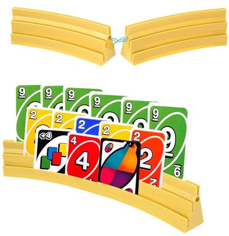 Gatphy 4 Stück Kartenhalter Spielkarten 3 Rampen Spielkartenhalter zum Hinstellen Stackbar mit Magnetische Montage Spielkartenhalter Poker für Feiern Senioren Kinder Arthritis (Gelb)