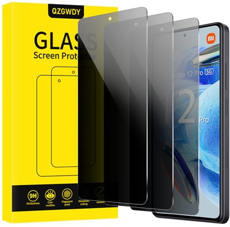 QZGWDY Verre Trempé Anti-Espion pour Xiaomi Redmi Note 12 Pro 4G/5G, Lot de 3 Film Protection Écran Vitre Protecteur Protege Sans Bulles, Dureté 9H, Facile à Installer