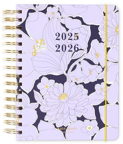 kate spade new york Tagesplaner 2025-2026 Großer Agenda August 2025-Dezember 2026, Hardcover Wochen- und Monatsplaner Spiralplaner mit Aufklebern (Coastal Garden)