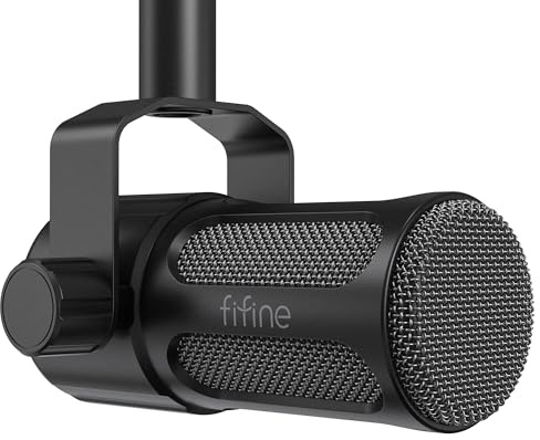 FIFINE TANK1 XLR Dynamic Microphone | All-Metal Streaming, Studio, Music Recording Mic. Mid-Boost/Low-Cut Filters. Compatible with Audio Interface, Mixer.