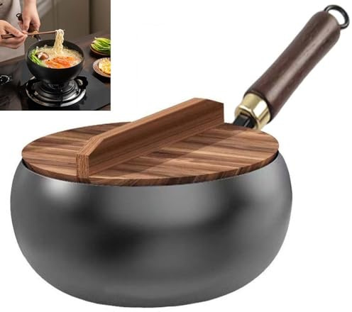 XLGNXXL Unbeschichtete Eisenpfanne Handgeschmiedeter TopfMit Wärmespeicherfunktion, geeignet für die Küche, mehrere Kochstile, Rezepte, schmiedeeiserne Bratpfanne, Eisentopf Black,24CM
