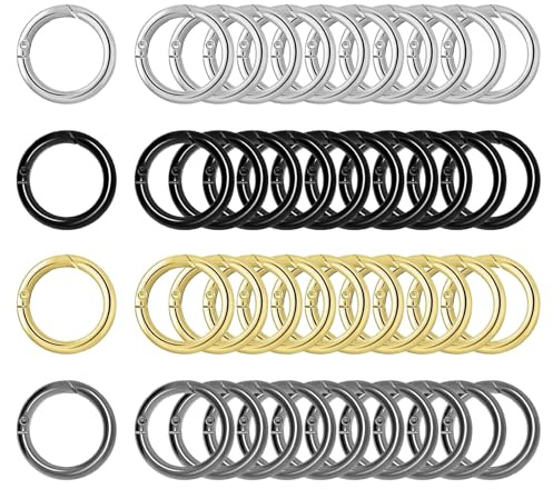 40 Stück Runde Karabiner Schlüsselanhänger,25 mm Rund Karabinerhaken Ringe Karabiner Ring Schlüsselring Klein für Bastelarbeiten DIY Schlüsselanhänger Zubehö für Schlüsselbund,Geldbörse