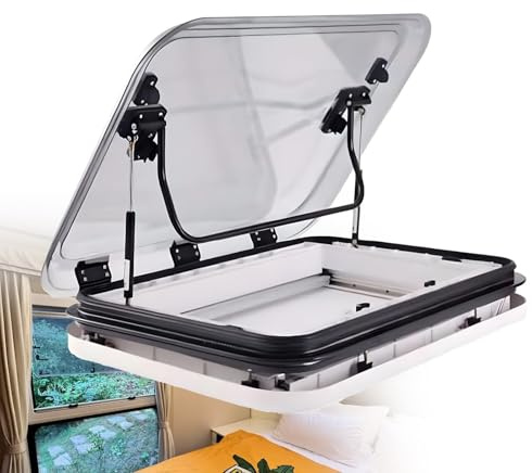 Universal 500 x 500 mm Wohnmobil-Fenster mit Insektennetz und Sonnenschutz, Mehrzweck-Dachlüftung und Seitenfensterabdeckung für Vans, Wohnwagen, Wohnmobile