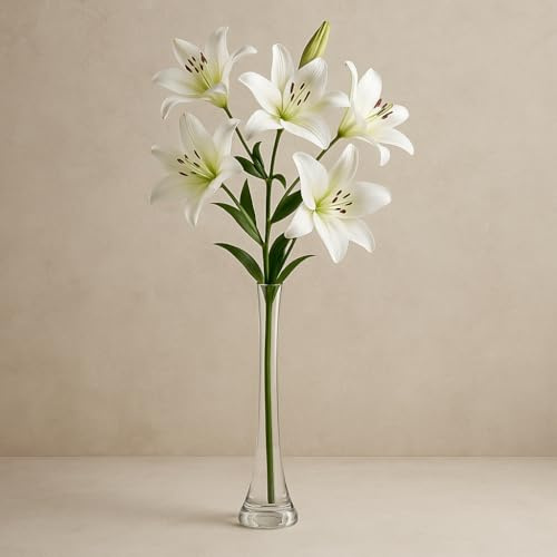 Floralcraft® 30cm Clear Glass Lily Vase – Compact Tall Vase for Centrepiece for Weddings, Events, Hotels & Displays