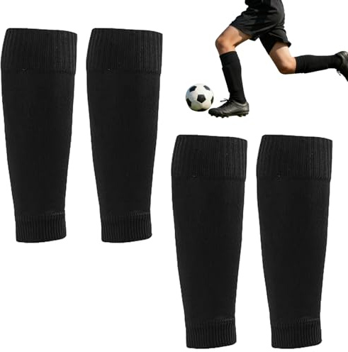 2 Pairs Pre Cut Football Socks,Sock Sleeves Footballs Cut Sock Sleeve Kids | Cut-Off Black Footless Footballs Socks Men,Protecting the Calves,Durable Accessories for Youth Boys Girls Children Adult Team
