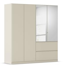 Rauch Möbel Costa, Kleiderschrank, Farbe Beige, Breite 181 cm | Schrank, 4-türig, Spiegel, 2 Schubladen, Push-to-open, Zubehör Basic, für Schlafzimmer, Kinderzimmer, Babyzimmer, Garderobe