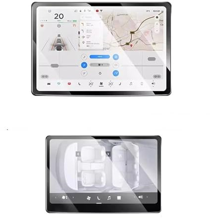 Klar Auto Navigation Folie Front Navigation Gehärtetem Film Hinten Bildschirm Glas Anti-explosion Schützen Für Tesla Für Model Y Für Juniper Für Model 3 Navigation Schutzfolie(2Piece Tempered Film)