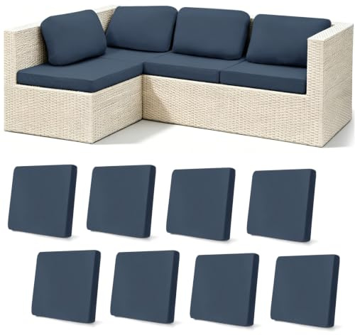 Sitzkissenbezug Outdoor 8er Set Stretch Abnehmbar und Waschbar Sofa Sitzkissenbezug für Loungemöbel Garten Bezüge für Loungemöbel Outdoor Elastisch Passend für Viele Sofa Formen 50–65 cm (Grau)