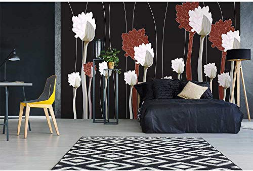 Vlies Fototapete PFLANZEN IM SCHWARZEN HINTERGRUND 375 x 250 cm | Vliestapete - Wandtapete inklusive Kleister | PREMIUM VLIES QUALITÄT