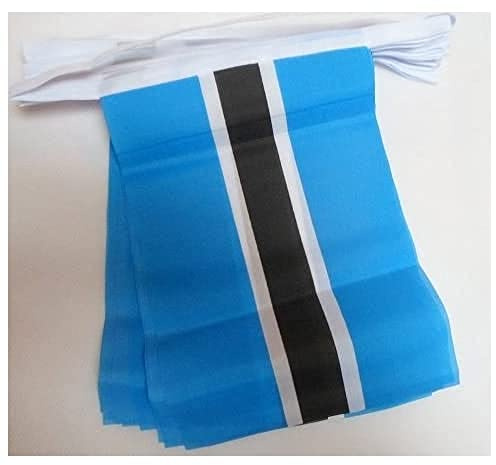 AZ FLAG Botswana Bunting 6 m 20 flags Light Polyester 21x15 cm | Indoor and outdoor use Botswanan 20 ft flag bunting flags stitched onto reinforced tape lightweight polyester